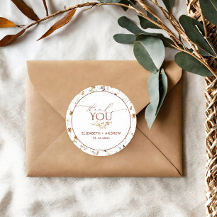 Hochzeit von Minimalistischen Herbst-Wildblumen Runder Aufkleber