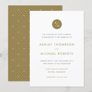 Hochzeit von Minimalistischen Monogrammen in Gold Einladung