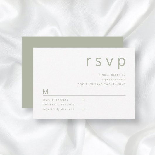 Hochzeit von Minimalistischer Seite grüner Typogra RSVP Karte