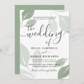 Hochzeit von modernen Blättern Einladung (Vorne/Hinten)