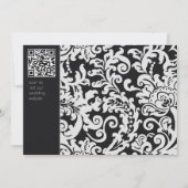 Hochzeit von modernen Schwarz-Weiß-Damaskus Einladung (Rückseite)