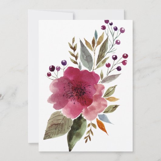 Hochzeit von Monogram-Blume Einladung (Rückseite)