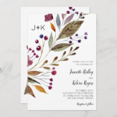 Hochzeit von Monogram-Blume Einladung (Vorne/Hinten)