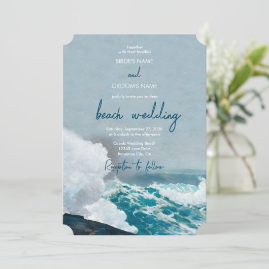 Hochzeit von Monogram, Wasserfarbe Einladung (Stehend Vorderseite)