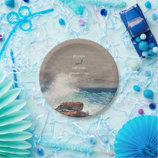 Hochzeit von Monogram, Wasserfarbe Pappteller (Party)