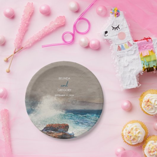 Hochzeit von Monogram, Wasserfarbe Pappteller (Party)