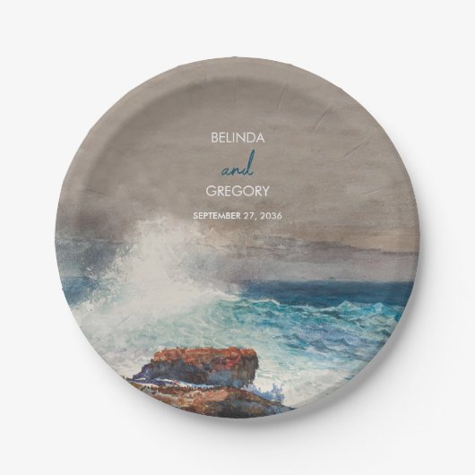 Hochzeit von Monogram, Wasserfarbe Pappteller (Vorderseite)