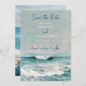 Hochzeit von Monogram, Wasserfarbe Save The Date (Vorne/Hinten)