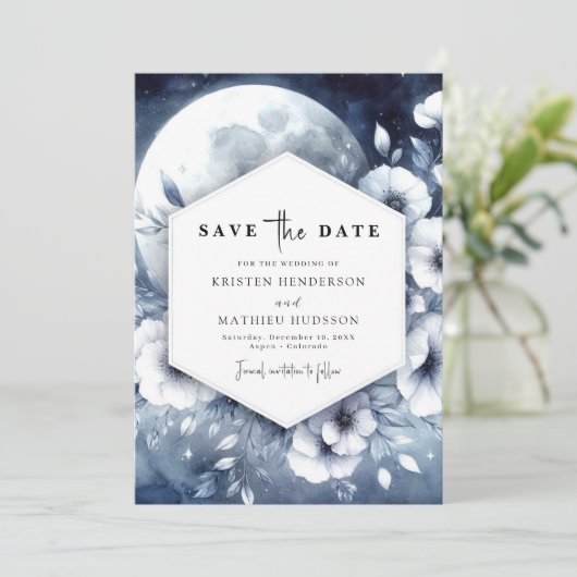 Hochzeit von Moonlit Save The Date (Stehend Vorderseite)
