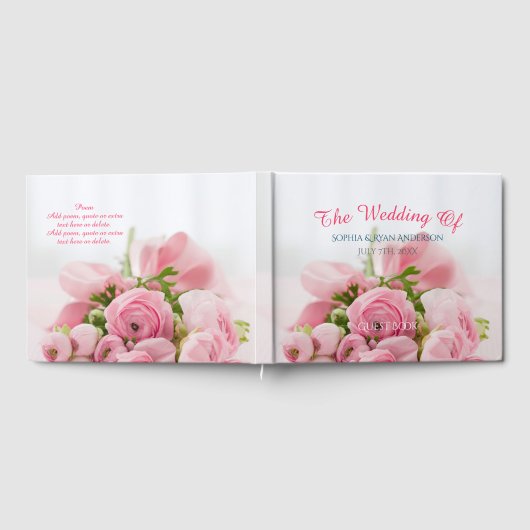 Hochzeit von, Namen und Datum, Blume oder Foto Gästebuch (Voll)