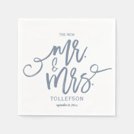 Hochzeit von Napkins | Pinselschrift (Dusty Blue) Serviette