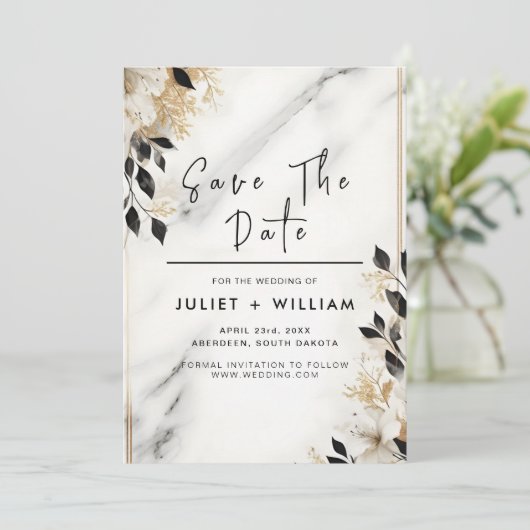 Hochzeit von Naturwerksteinen Save The Date (Stehend Vorderseite)