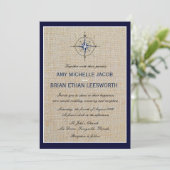 Hochzeit von Nautical Compass/Yacht Club Navy Beac Einladung (Stehend Vorderseite)
