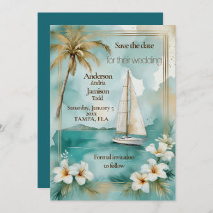 Hochzeit von Nautical Yacht Save The Date