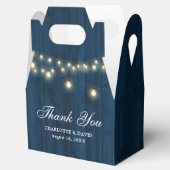 Hochzeit von Navy Blue Barn Wood String Lights Geschenkschachtel (Geöffnet)