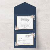 Hochzeit von Navy Blue Blush Pink All In One Einladung (Innen Boden)
