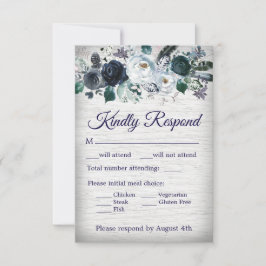 Hochzeit von Navy Blue Boho Tribal Watercolor RSVP Karte
