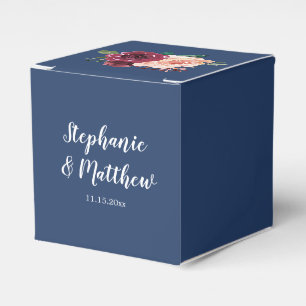 Hochzeit von Navy Blue Burgundy Blush Floral Geschenkschachtel