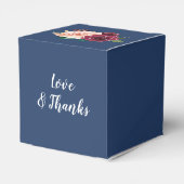 Hochzeit von Navy Blue Burgundy Blush Floral Geschenkschachtel (Rückseite)