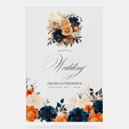 Hochzeit von Navy Blue, Burnt Orange und Champagne Acrylschild