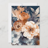 Hochzeit von Navy Blue, Burnt Orange und Champagne Einladung (Rückseite)