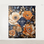 Hochzeit von Navy Blue, Burnt Orange und Champagne Wandteppich (Vorderseite)