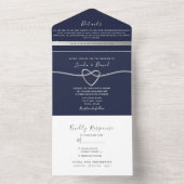 Hochzeit von Navy Blue Calligraphy All In One Einladung (Innen Boden)