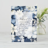 Hochzeit von Navy Blue, Cream und Silver Floral Einladung (Stehend Vorderseite)