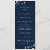 Hochzeit von Navy Blue Elegant Winter Wildblumen Programm (Rückseite)