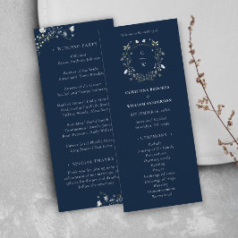 Hochzeit von Navy Blue Elegant Winter Wildblumen Programm