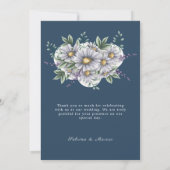 Hochzeit von Navy Blue Floral Foto Dankeschön Kart Dankeskarte (Rückseite)