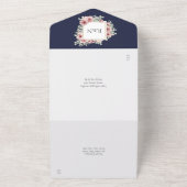 Hochzeit von Navy Blue Floral Gold All In One Einladung (Außenbereich)