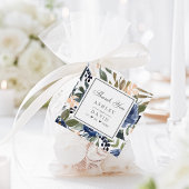 Hochzeit von Navy Blue Floral Pattern Geschenkanhänger