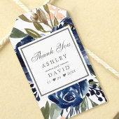 Hochzeit von Navy Blue Floral Pattern Geschenkanhänger