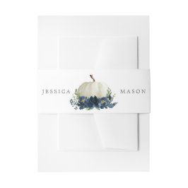 Hochzeit von Navy Blue Floral Pumpkin Einladungsbanderole