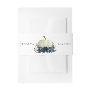 Hochzeit von Navy Blue Floral Pumpkin Einladungsbanderole