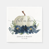 Hochzeit von Navy Blue Floral Pumpkin Serviette (Vorderseite)