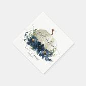 Hochzeit von Navy Blue Floral Pumpkin Serviette (Ecke)