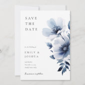 Hochzeit von Navy Blue Floral Save The Date (Vorderseite)
