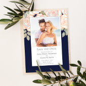 Hochzeit von Navy Blue Floral Save the Date Foto