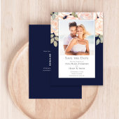 Hochzeit von Navy Blue Floral Save the Date Foto