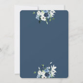 Hochzeit von Navy Blue Floral Spanish Einladung (Rückseite)