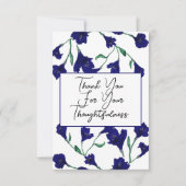 Hochzeit von Navy Blue Floral Water Dankeskarte (Vorderseite)