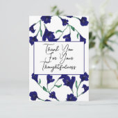 Hochzeit von Navy Blue Floral Water Dankeskarte (Stehend Vorderseite)