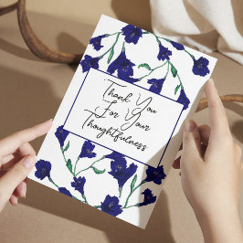 Hochzeit von Navy Blue Floral Water Dankeskarte