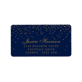 Hochzeit von Navy Blue & Glam Gold Confetti Adressaufkleber