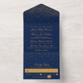 Hochzeit von Navy Blue & Glam Gold Confetti All In One Einladung (Innen Boden)
