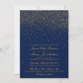 Hochzeit von Navy Blue & Glam Gold Confetti Einladung (Vorderseite)