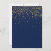 Hochzeit von Navy Blue & Glam Gold Confetti Einladung (Rückseite)