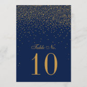 Hochzeit von Navy Blue & Glam Gold Confetti Einladung (Rückseite)
